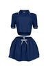 Pamela Polo Trim Crop Top & Skirt SET
